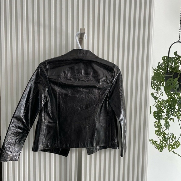 AllSaints Jacket Black Deebee Payton Leather Blazer Women's 100% Lamb Leather 4 - Picture 4 of 8